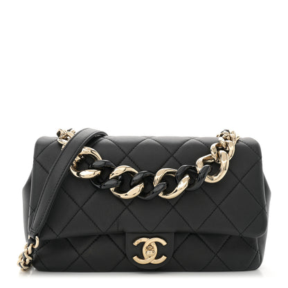 Chanel Lambskin Quilted Resin Bi-Color Chain Flap Bag Black 1 of 11