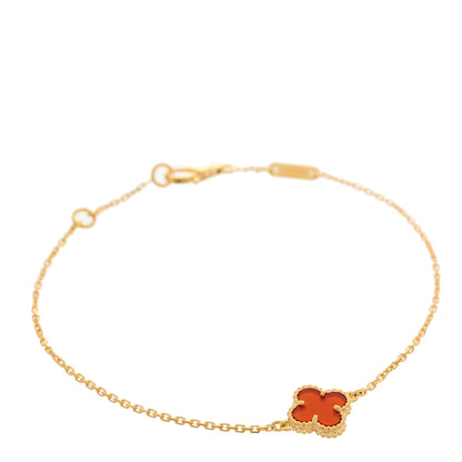 Van Cleef & Arpels 18K Rose Gold Carnelian Sweet Alhambra Bracelet 1 of 4