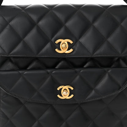 Chanel Lambskin Quilted Double Pocket Shoulder Bag Black 8 of 14