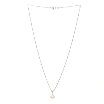 Mikimoto 18K White Gold Diamond Akoya Pearl 8mm Morning Dew Pendant Necklace 4 of 5