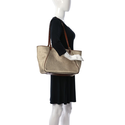 Jimmy Choo Lamé Raffia Crocodile Embossed Trim Varenne Tote Natural Cuoio 2 of 13