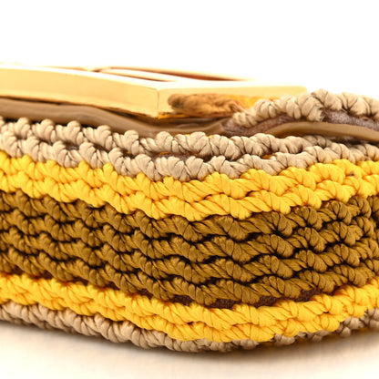 Fendi Woven Nappa FF Nano Maxi Buckle Baguette Charm Sand Pomelo Miele Scuro 9 of 10