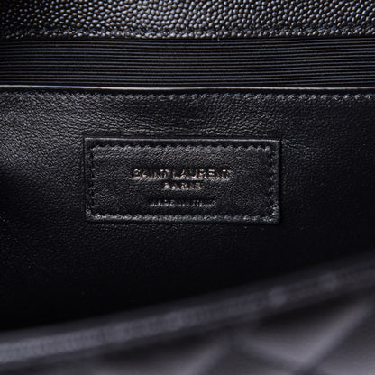 Saint Laurent Grain De Poudre Textured Mixed Matelasse Triquilt Medium Monogram Satchel Black 6 of 10