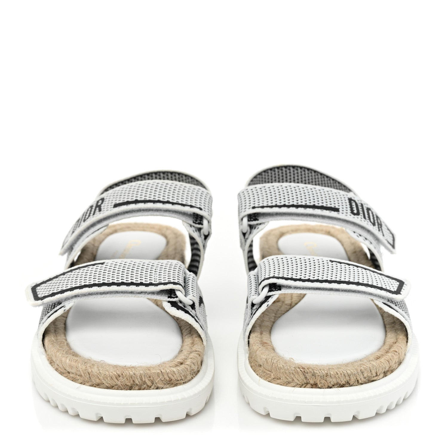 Christian Dior Technical Knit Jute Dioract 10mm Sandals 38 White Black 2 of 10