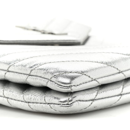 Saint Laurent Metallic Lambskin Quilted Double Flap Bag Silver 10 of 12