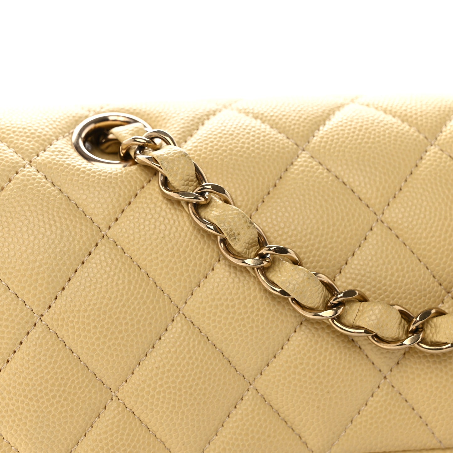 Caviar Quilted Small Double Flap Yellow