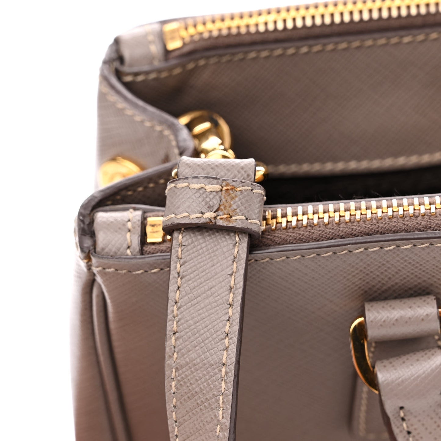 Saffiano Small Galleria Double Zip Tote Argilla