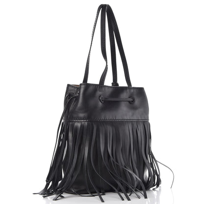 Miu Miu Nappa Fringe Trimmed Bucket Bag Black 3 of 9