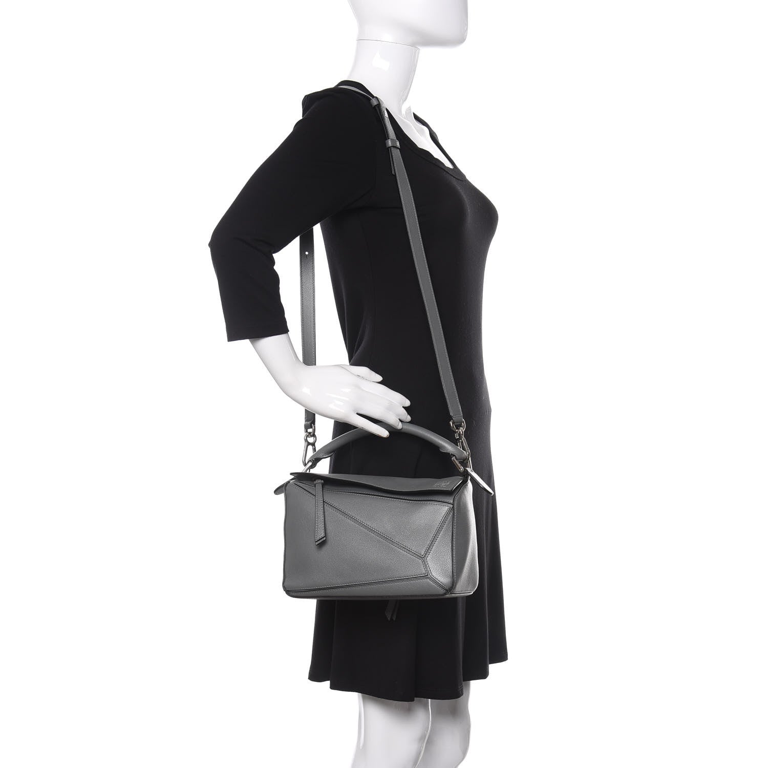 Loewe Calfskin Small Puzzle Bag Gunmetal 2 of 7