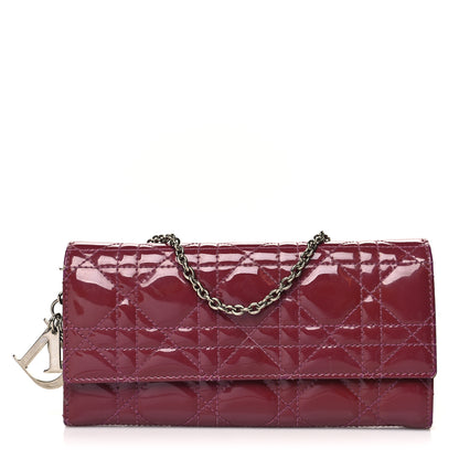 Christian Dior Patent Cannage Lady Dior Rendezvous Wallet On Chain Fuchsia 1 of 15