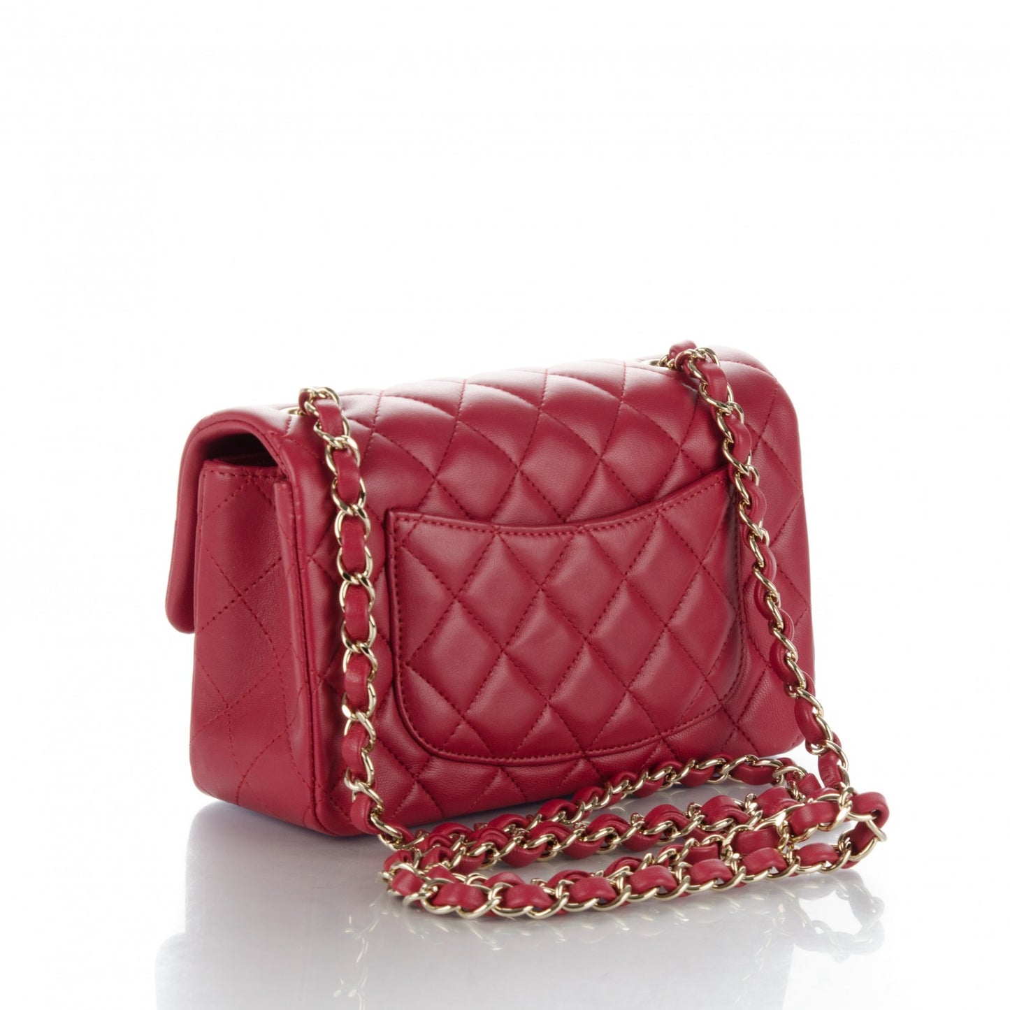 Lambskin Quilted Mini Rectangular Flap Dark Pink