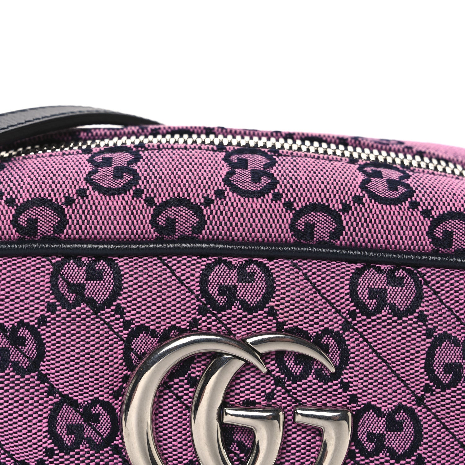 Gucci Monogram Multicolor Matelasse Diagonal Small GG Marmont Chain Shoulder Bag Pink Blue 8 of 10