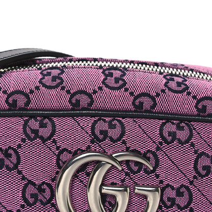 Gucci Monogram Multicolor Matelasse Diagonal Small GG Marmont Chain Shoulder Bag Pink Blue 8 of 10