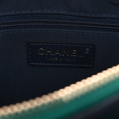 Chanel Goatskin Quilted Tri-Color In & Out Waist Bag Navy Turquoise Pink 8 of 14