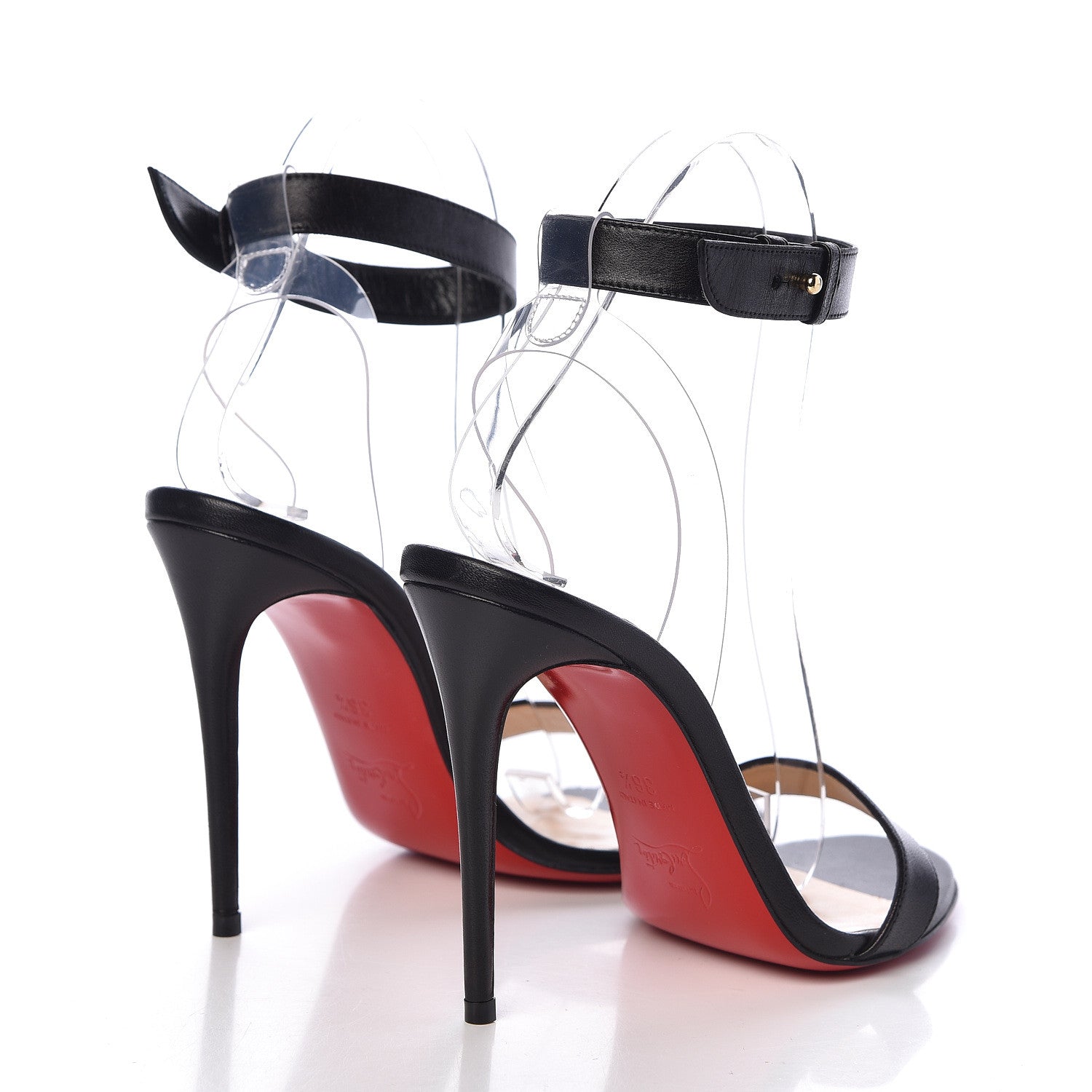 Christian Louboutin Calfskin PVC Jonatina 100 Sandals 36.5 Black 4 of 10