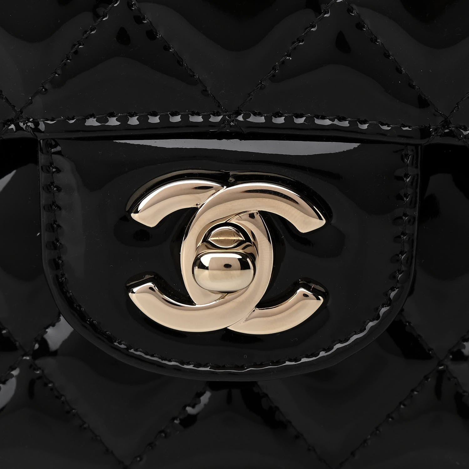 Chanel Patent Quilted Medium Double Flap Black 10 of 10