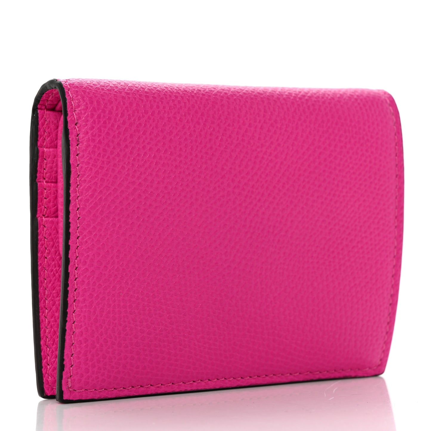 Grainy Calfskin Compact Vlogo Wallet Pink PP