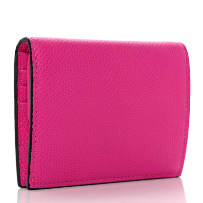 Valentino Garavani Grainy Calfskin Compact Vlogo Wallet Pink PP 3 of 7