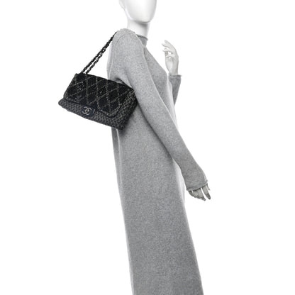 Chanel Sequin Tweed Icons Large Accordion 3 Flap Black 2 of 13