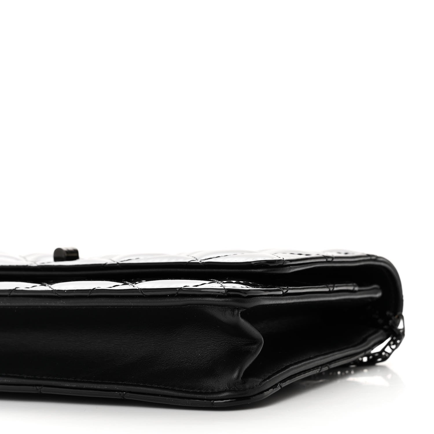 Chanel Patent Calfskin Quilted Reissue Wallet On Chain WOC So Black 10 of 11