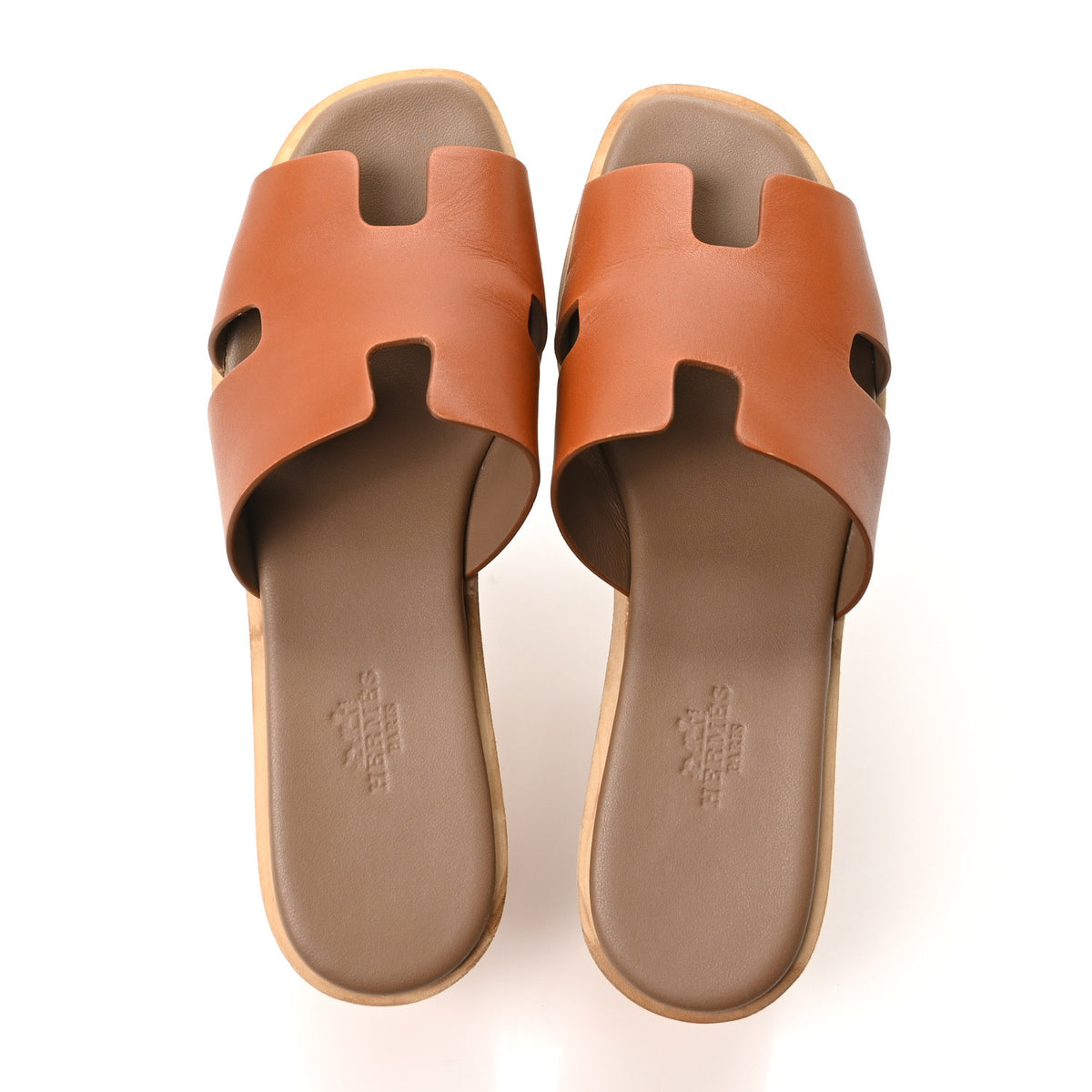 Hermes Calfskin Cork Eze 30 Sandals 36 Marron Glaise 2 of 10