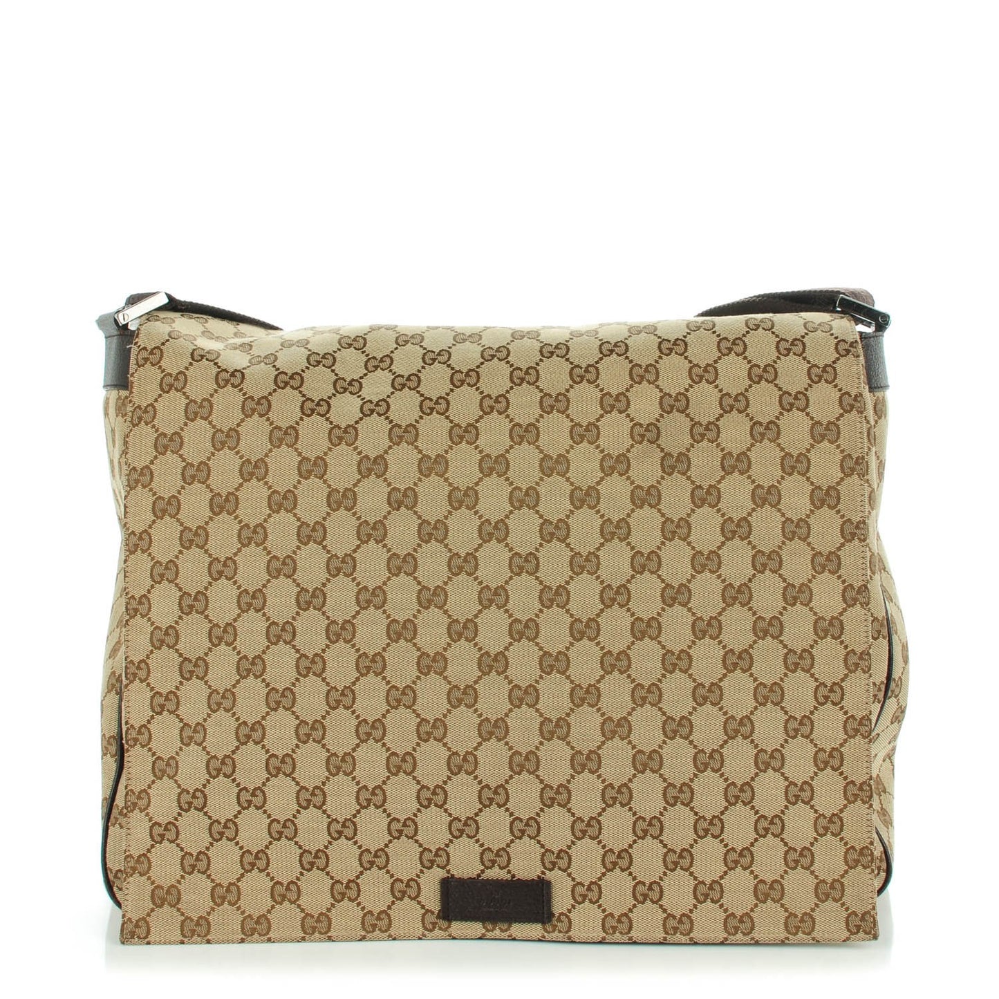 Monogram Large Flap Messenger Bag Beige Dark Brown