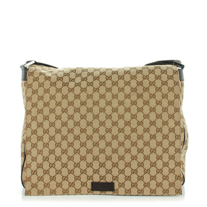 Gucci Monogram Large Flap Messenger Bag Beige Dark Brown 1 of 7