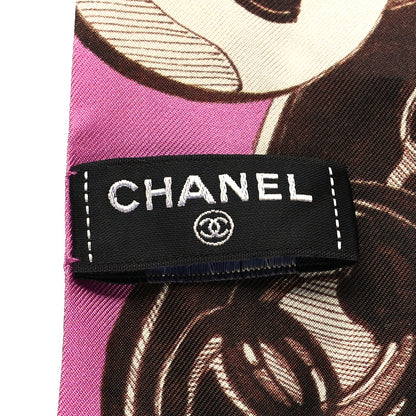 Chanel Silk CC Slim Bandeau Scarf Pink Black 3 of 3