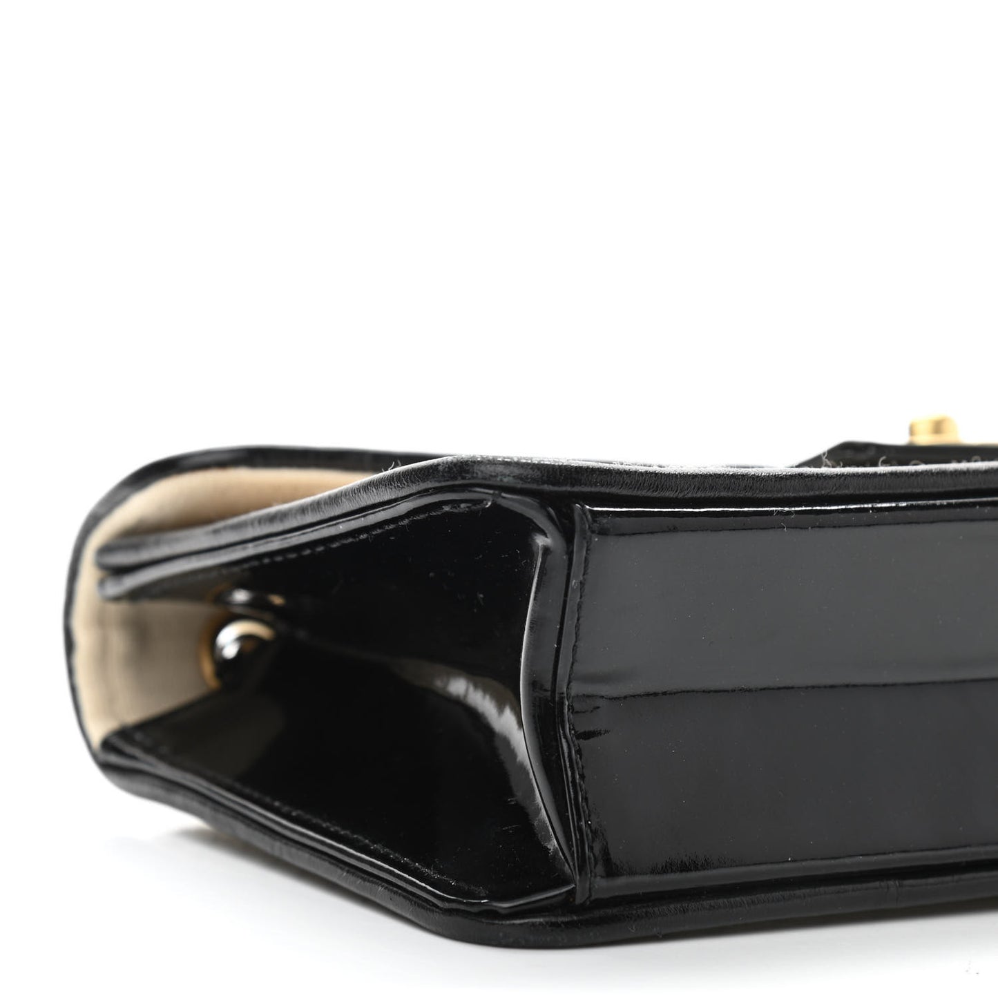 Patent Jersey Quilted Small Flap Ivory Black