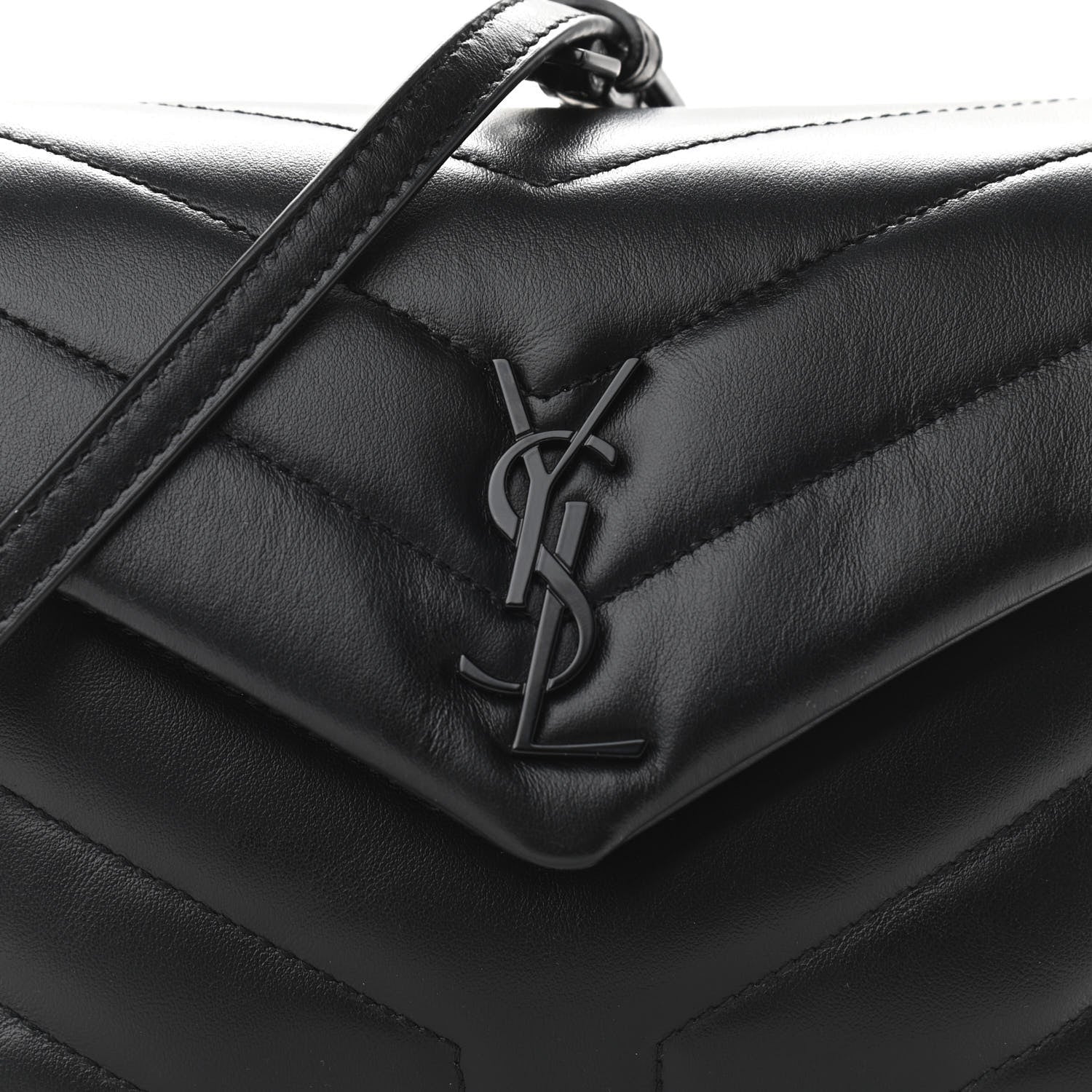 Saint Laurent Calfskin Y Quilted Monogram Toy Loulou Crossbody Bag Black 8 of 11