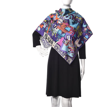 Hermes Silk Zabavushka Scarf 90 Violet Vert Absinthe Canard 2 of 7
