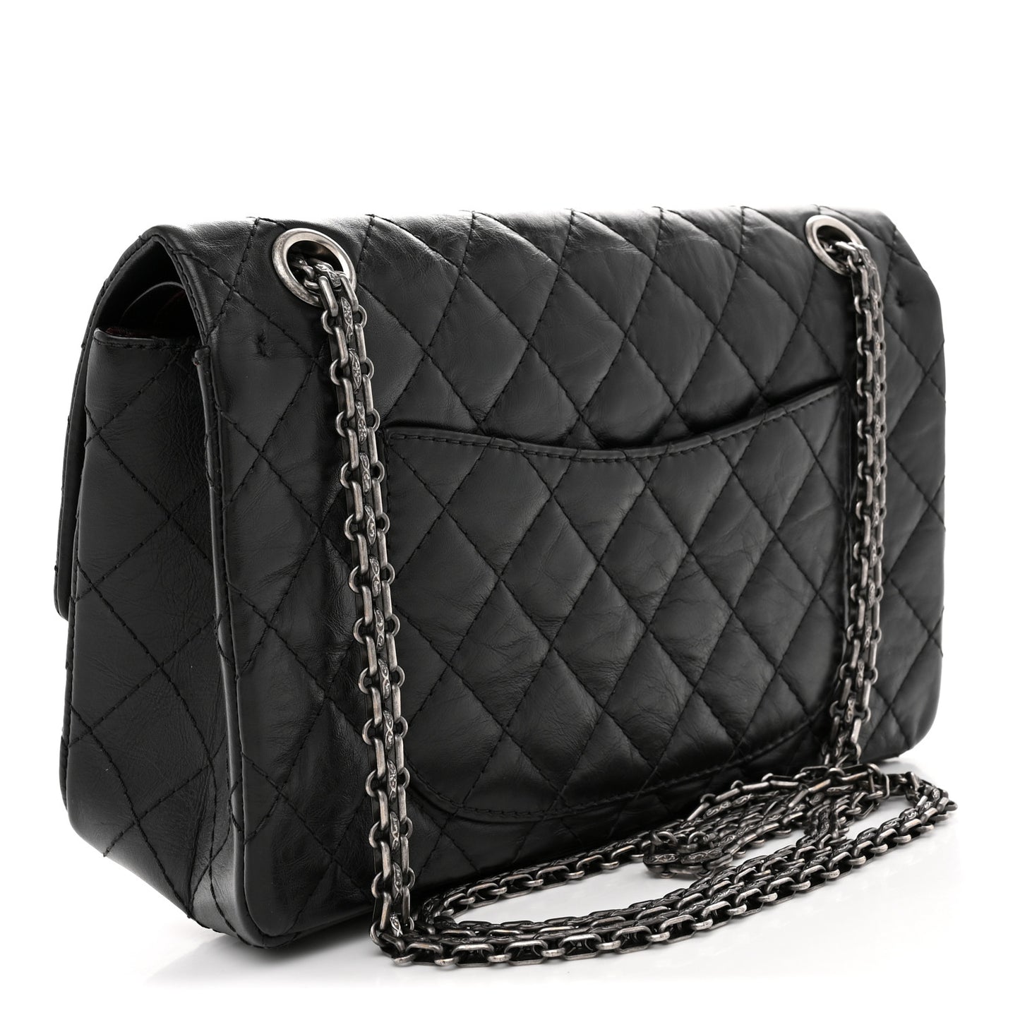 Aged Calfskin Quilted 2.55 Reissue 225 Flap Black