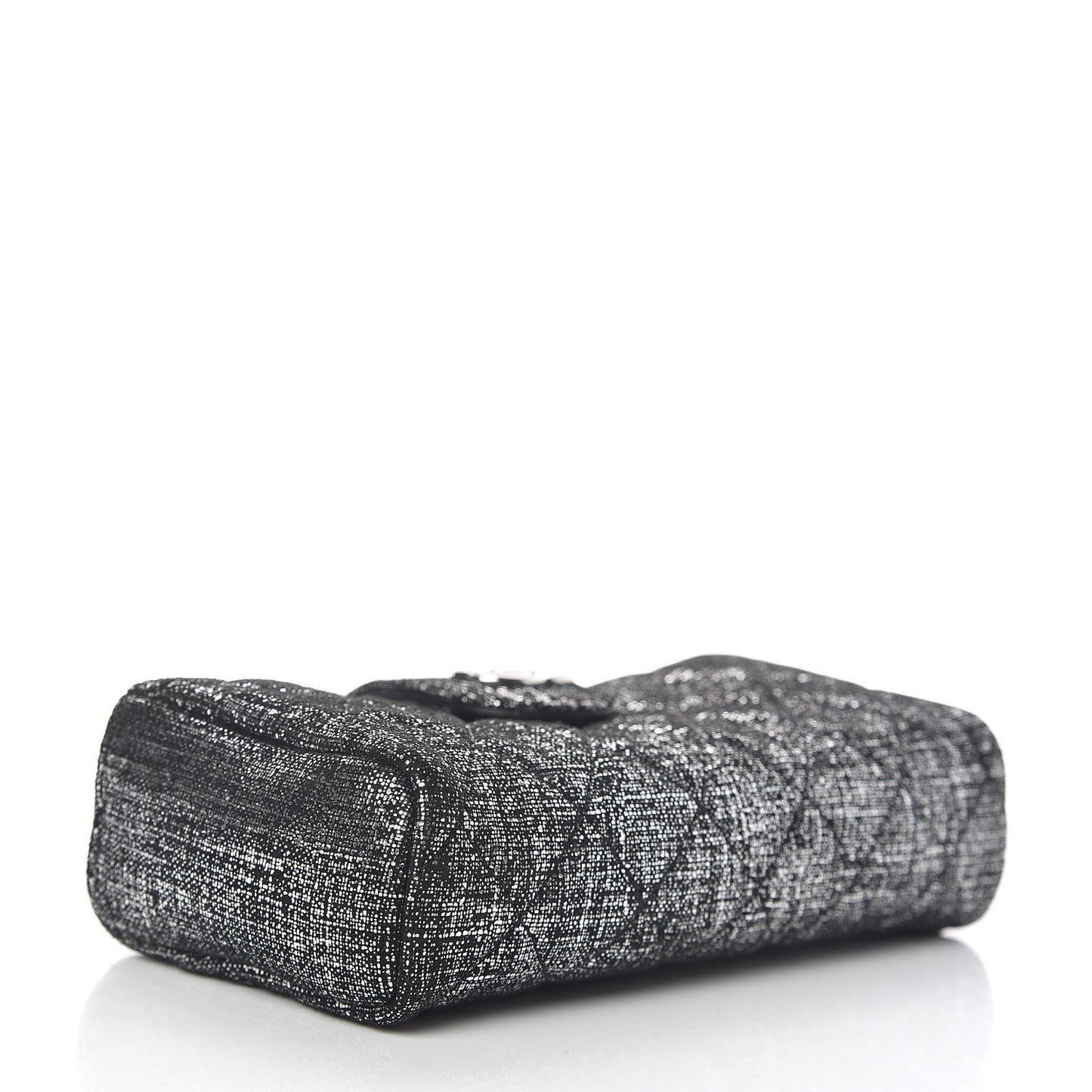 Metallic Fabric Quilted Mini Phone Holder Clutch Silver Black