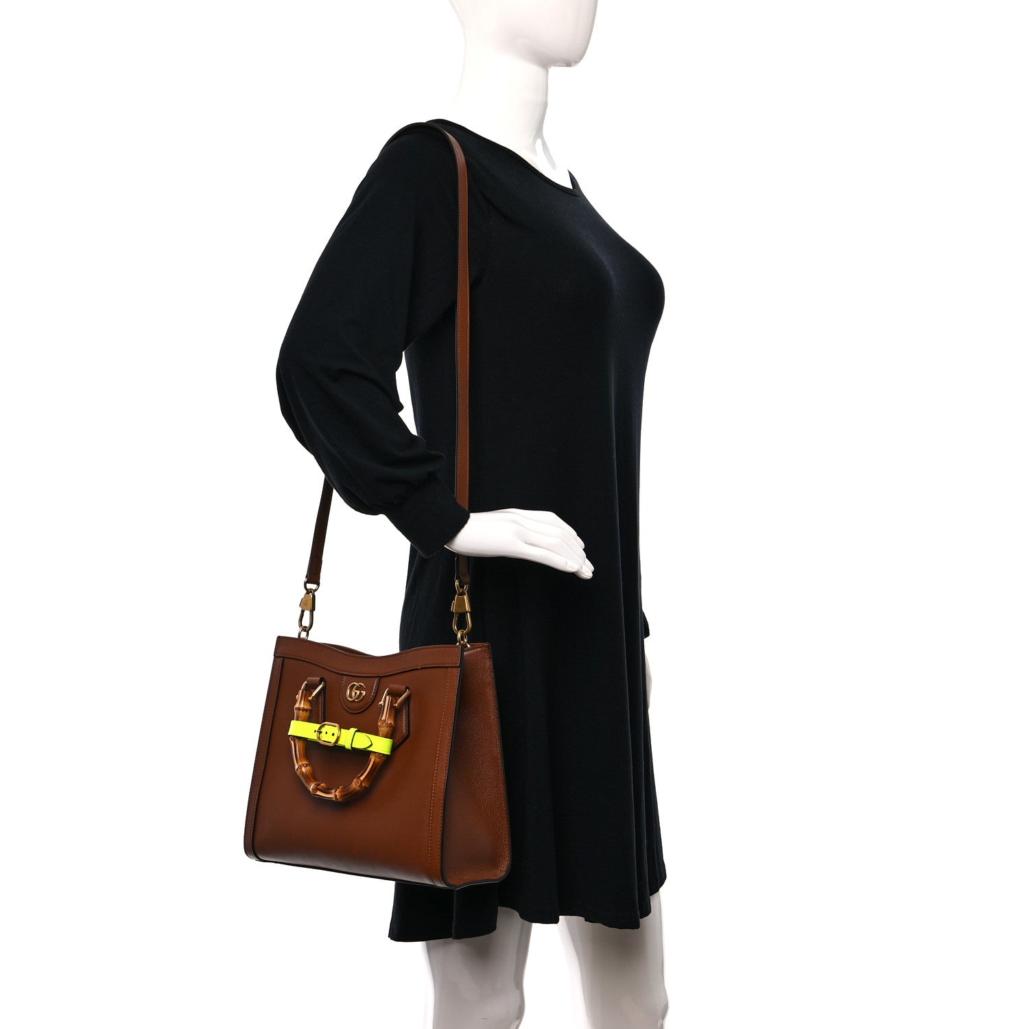 Gucci Wonka Grain Calfskin Small Diana Tote Bag Cuir Yellow Fluo 2 of 9