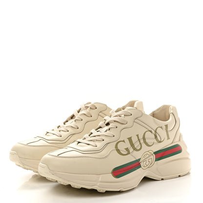 Gucci Calfskin Logo Womens Rhyton Sneakers 41 Ivory 3 of 11