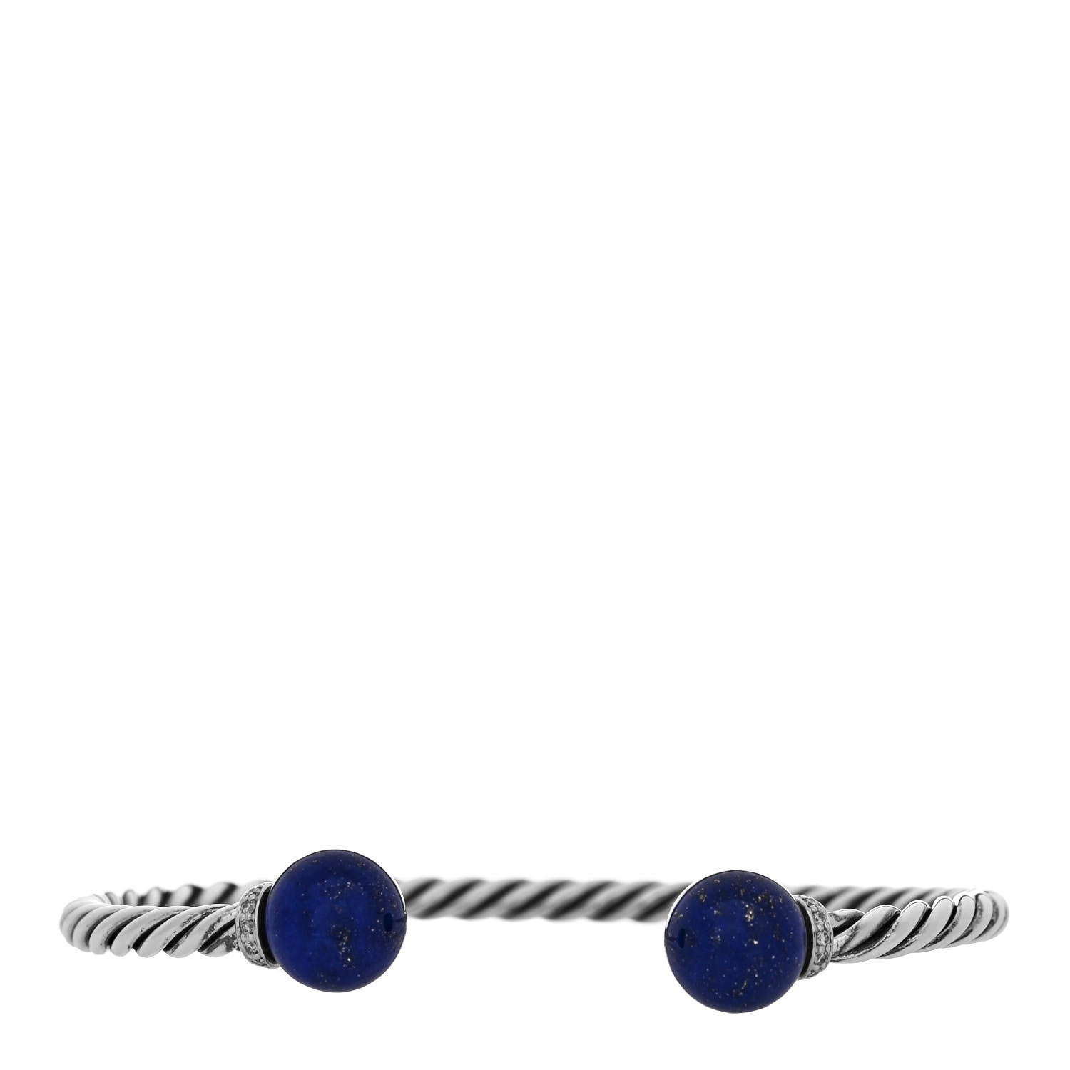 David Yurman Sterling Silver Diamond Lapis Lazuli 9mm Solari Bracelet 1 of 5