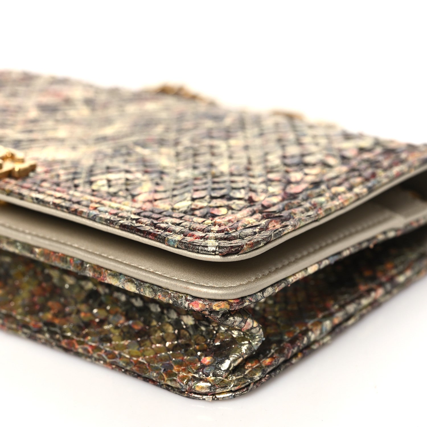 Chanel Metallic Python Boy Wallet on Chain WOC Gold Multicolor 11 of 12