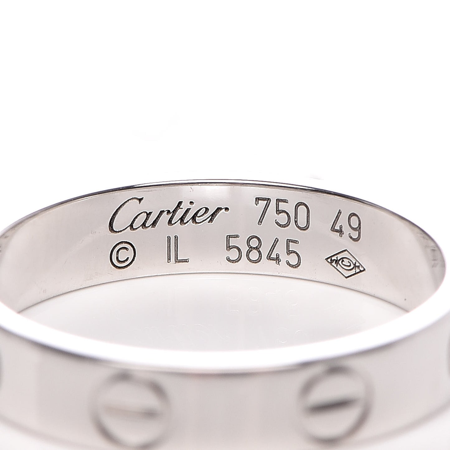 18K White Gold 3.5mm LOVE Wedding Band Ring 49 4.75