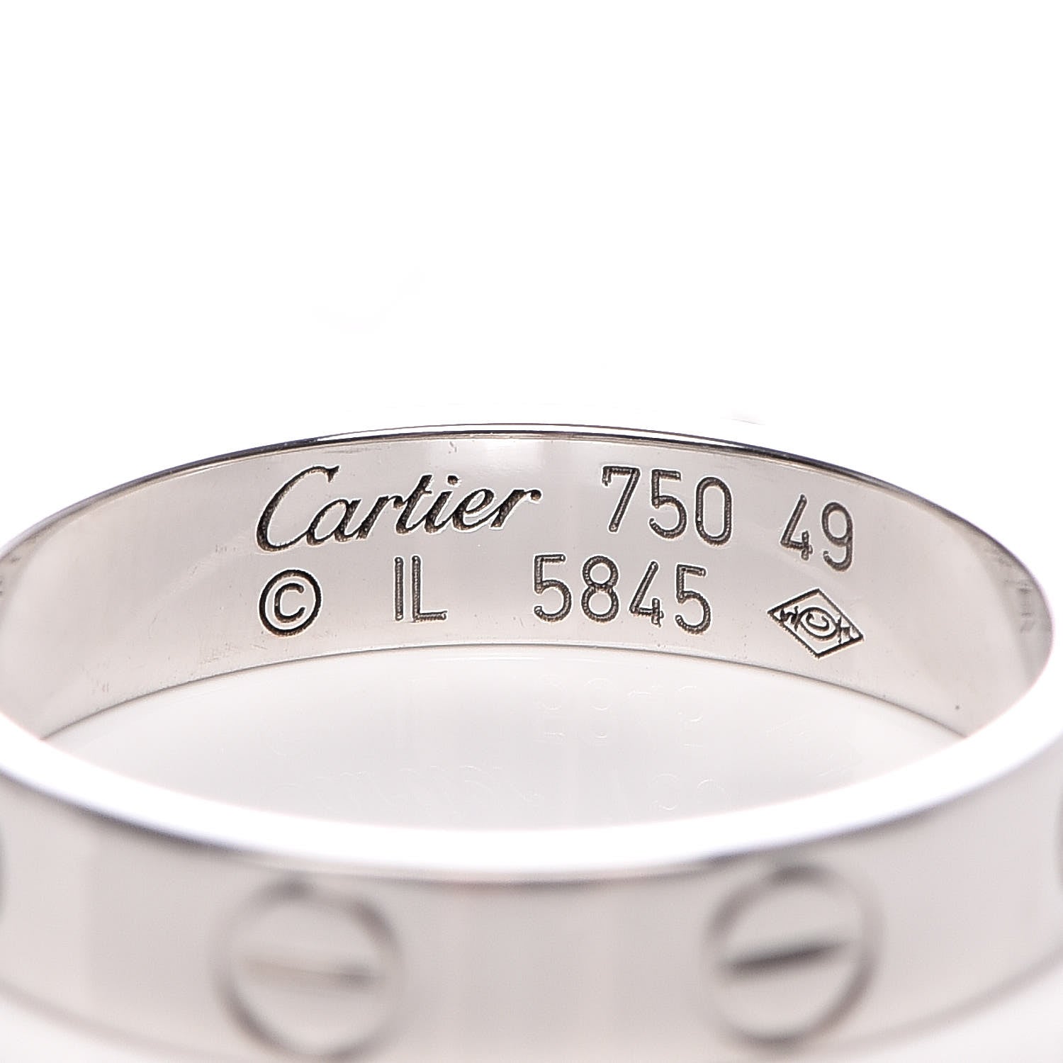 Cartier 18K White Gold 3.5mm LOVE Wedding Band Ring 49 4.75 4 of 5