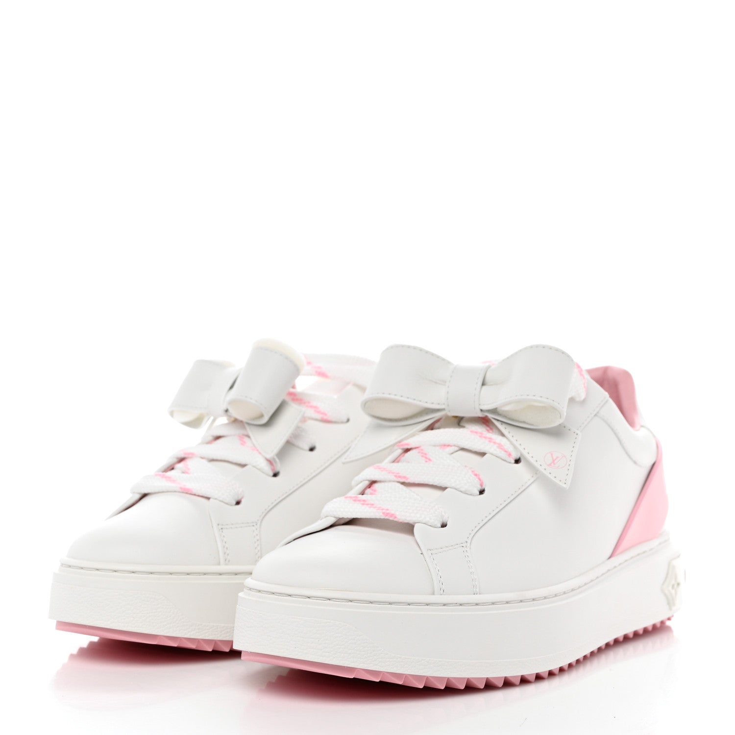 Louis Vuitton Calfskin Time Out Bow Sneakers 40 White Pink 3 of 8