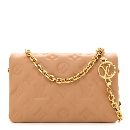 Louis Vuitton Lambskin Embossed Monogram Pochette Coussin Camel 1 of 11