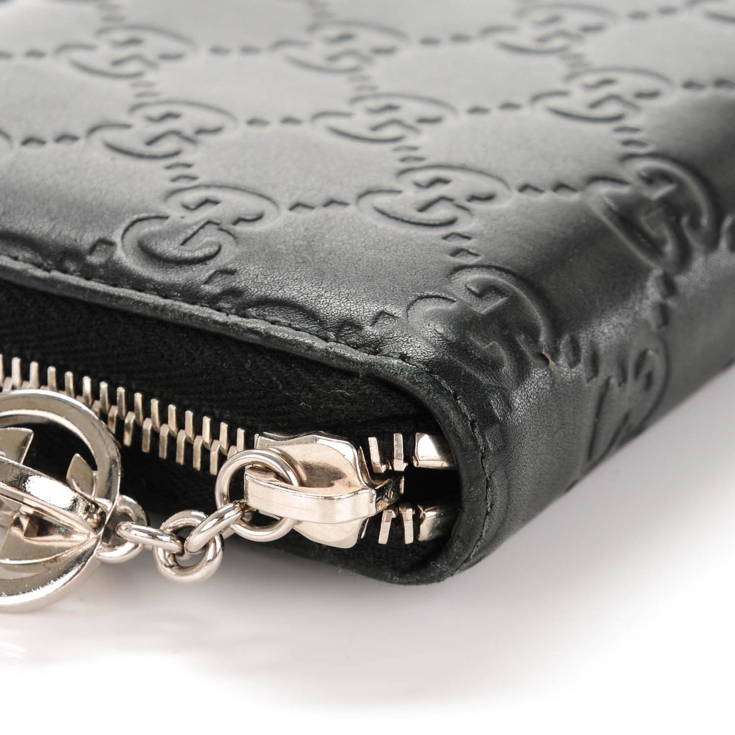 Guccissima Large Twins Zip Around Wallet Black