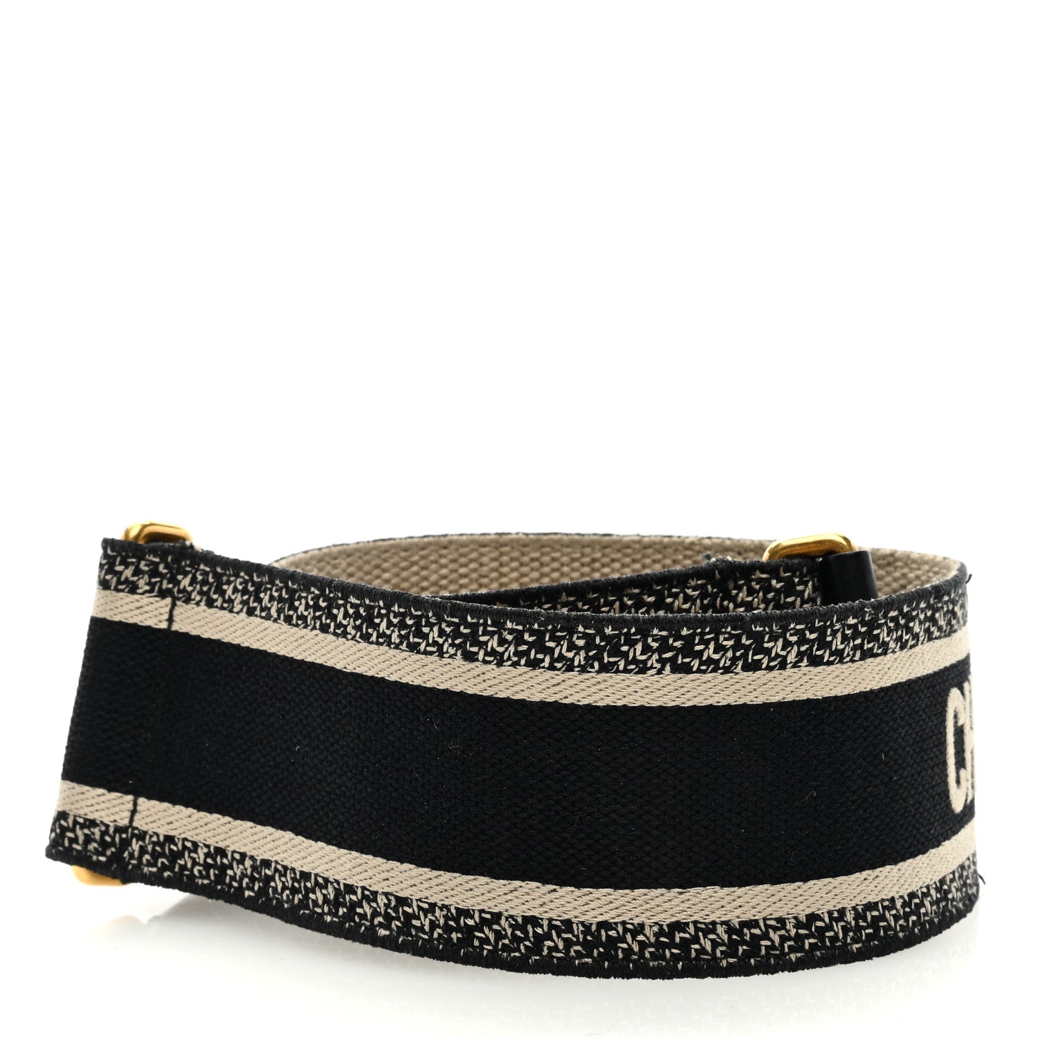Christian Dior Canvas Embroidered Shoulder Strap Black 2 of 4