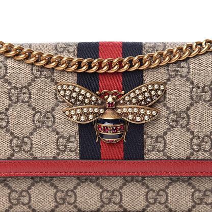 Gucci GG Supreme Monogram Web Queen Margaret Chain Wallet Red 9 of 9