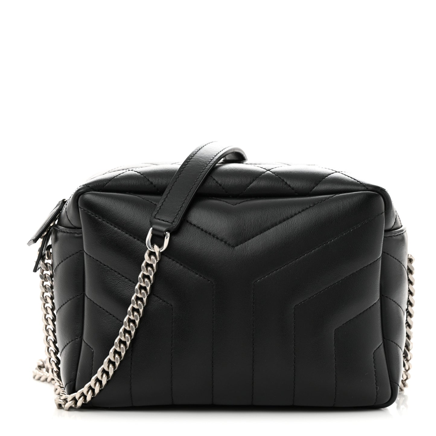 Calfskin Y Quilted Monogram Small Loulou Bowling Bag Black