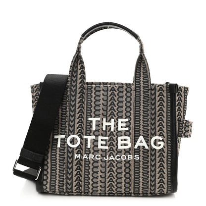 Marc Jacobs Cotton Jacquard Monogram Mini The Traveler Tote Bag Beige Multicolor 1 of 9