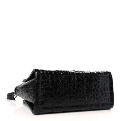 Marc Jacobs Croc Embossed Small The Tote Bag Black 4 of 9