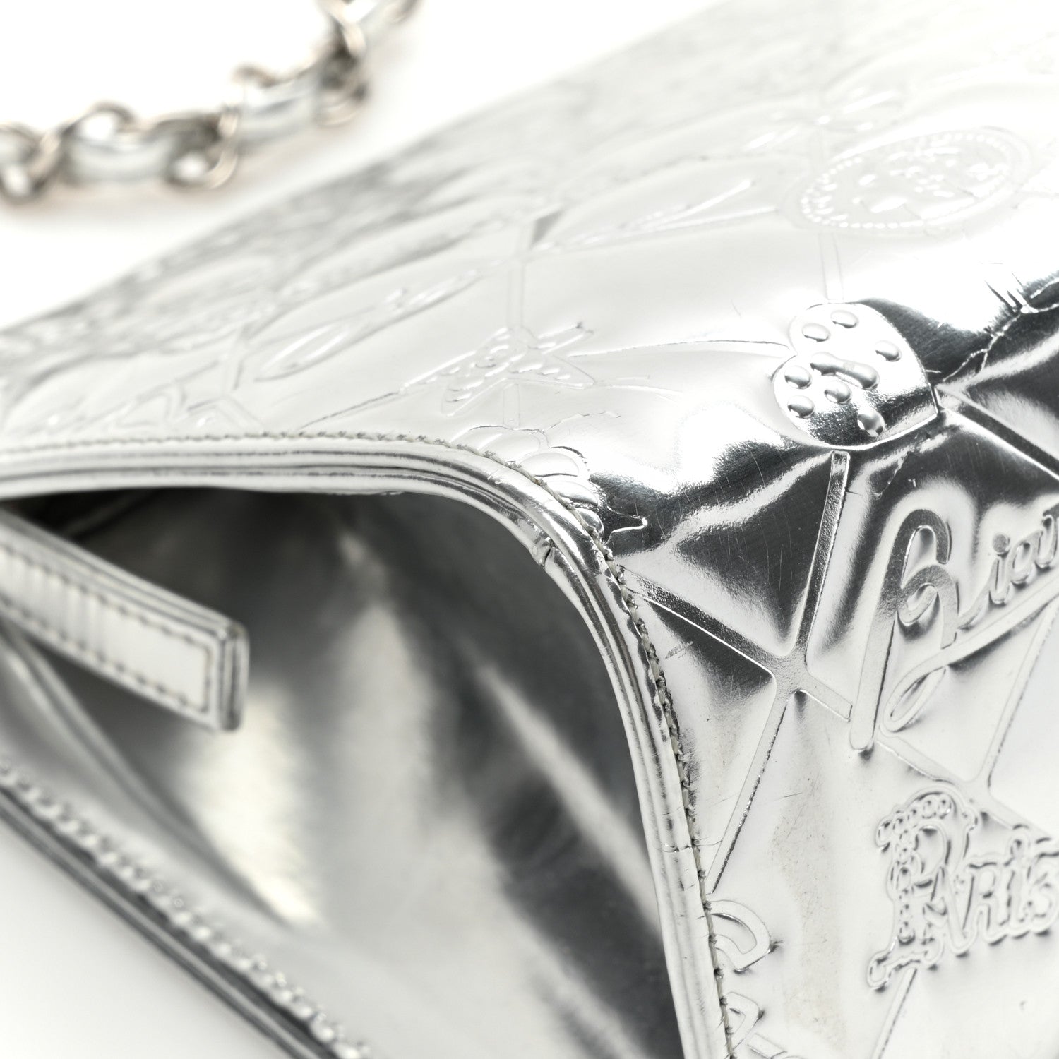 Chanel Metallic Patent Calfskin Lucky Symbols Pochette Silver 12 of 19