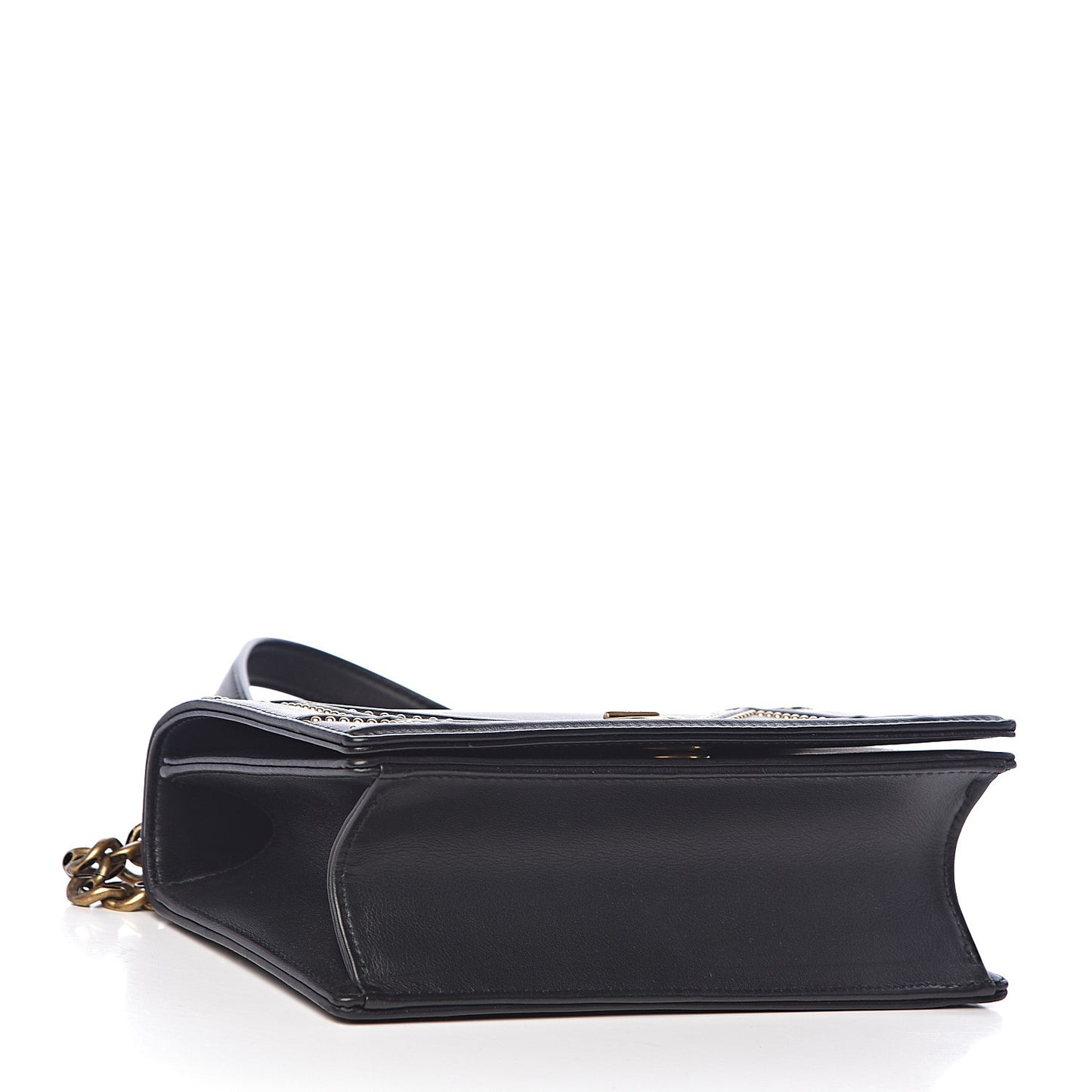 Calfskin Studded Small Diorama Flap Bag Black