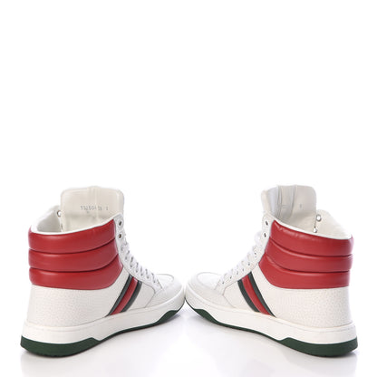 Gucci Calfskin New Praga Karibu High Top Sneakers 38 White Red Green 6 of 11